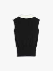 Aiertu  Contrast Trim Collar V-neck Knit Sweater Vest shopify