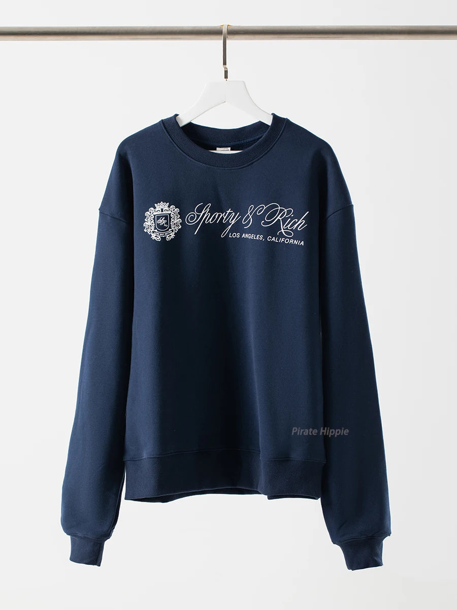 Aiertu  -   New York Letter Print Sweatshirt Women Classic O Neck Long Sleeve Pullover Autumn Casual Vintage Sporty Rich Sweatshirt 2026 New Aiertu
