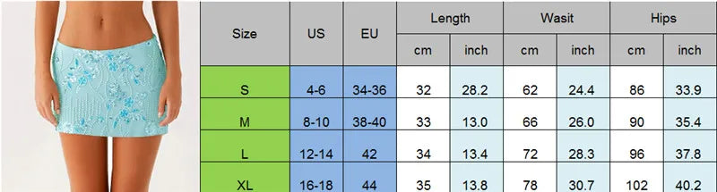 Aiertu  Women Y2K Sequin Mini Skirt Low Waist Sparkle Beaded Short Skirt Glitter Shiny Bodycon Skirt Night Out Party Aiertu