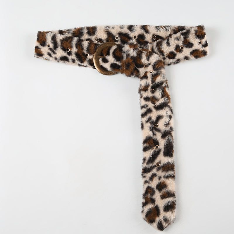 Aiertu - summer inspo Fashion Leopard Faux Fur Match-All Women’s Belts American Retro Street Style Exquisite Chic Accessories Aiertu