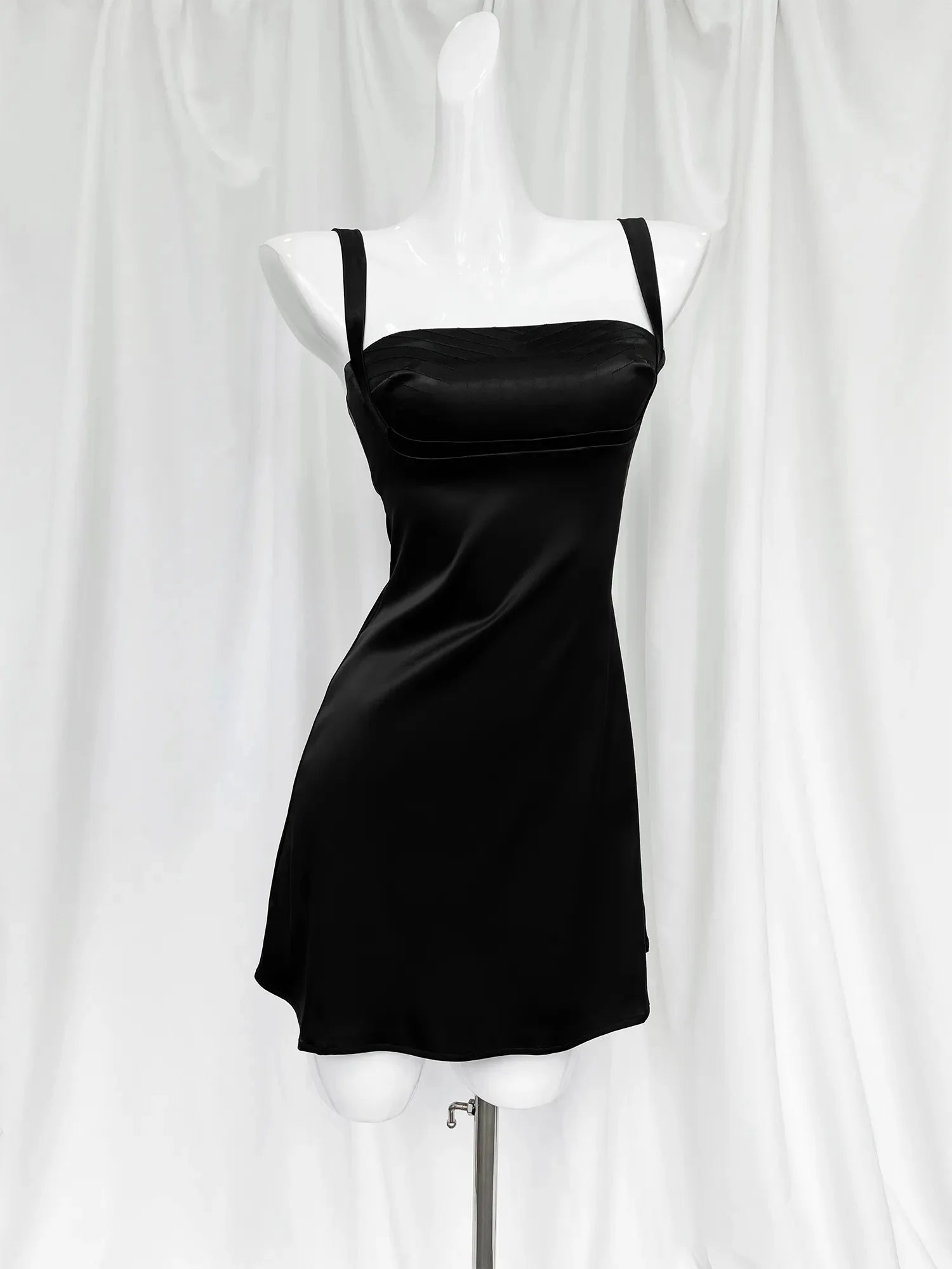 Aiertu  Summer Satin birthday Dress For Women Mini A-Line Sexy Dress white Casual Spaghetti Strap Graduation Dress Stretchy Aiertu