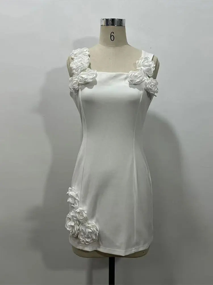 Aiertu  3D Printed Flowers Women's Dress Elegant Square Collar Backless Sleeveless Hip Package Mini Dressess Female 2025 Club Vestidos Aiertu