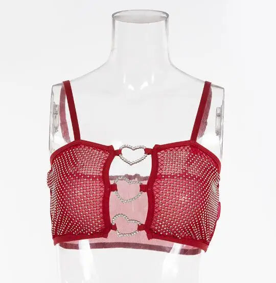 Aiertu  -   party look snspos New Women's Fashion Sleeveless Sexy Camis Slim Girdle Sequins Diamond Crop Top Lace up Underbust Corset Bustiers Aiertu
