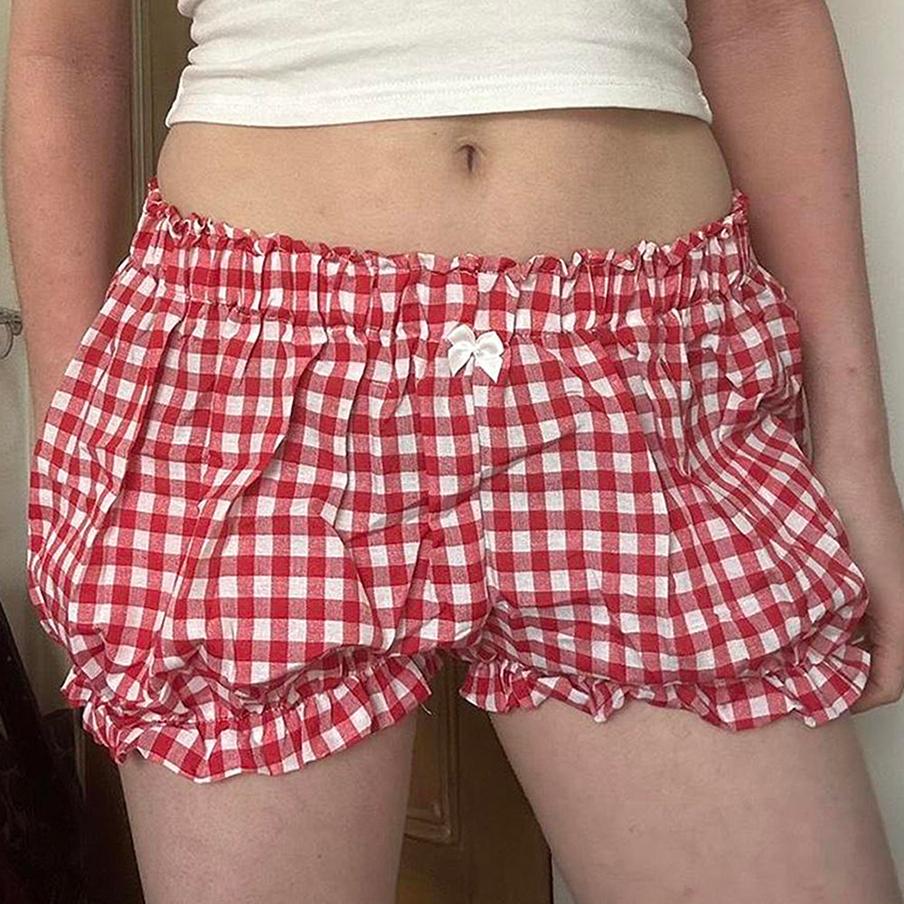 Aiertu  Red Gingham Picnic Shorts Aiertu