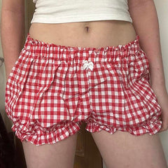Aiertu  Red Gingham Picnic Shorts Aiertu