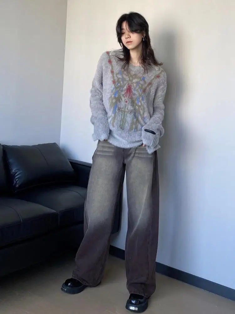 Aiertu       -   Korean Fashion Print Sweater Women Autumn Winter Soft Pullover Long Sleeve Ladies Jumper Goth Y2k Chic Female Clothing Aiertu