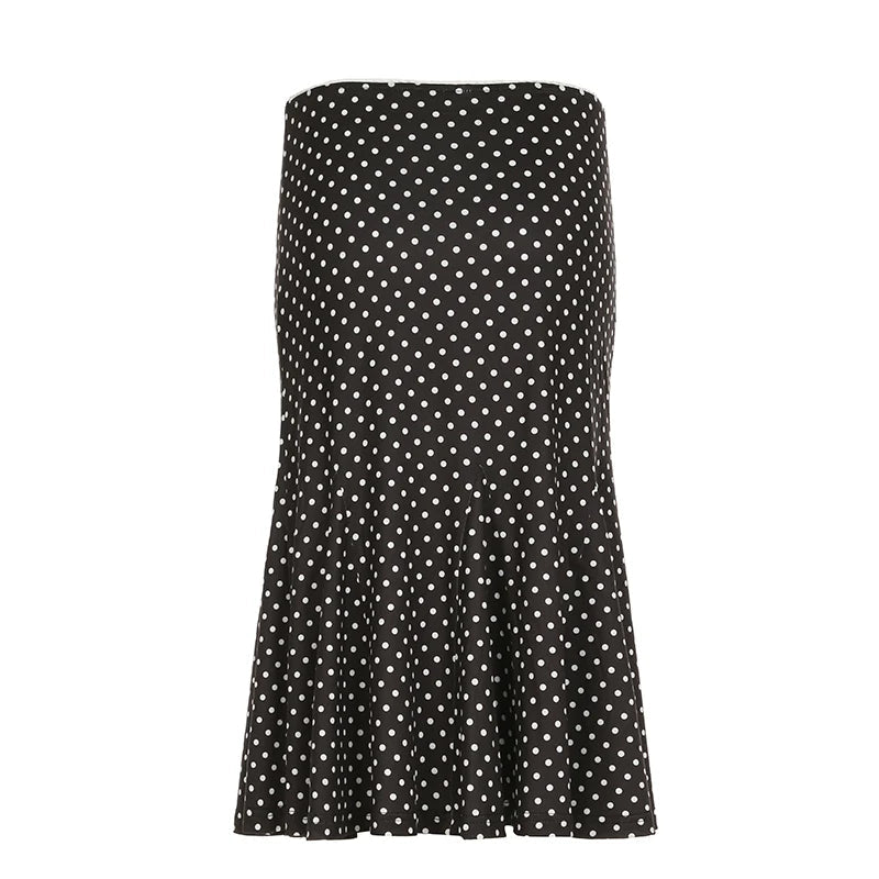 Aiertu  -  party look snspos Y2K Women Dot Print Classy Skirt High Street Ruffles Hem Wrap Mid Skirt Lady Elegant Spring Casual Vacation Outfits Aiertu