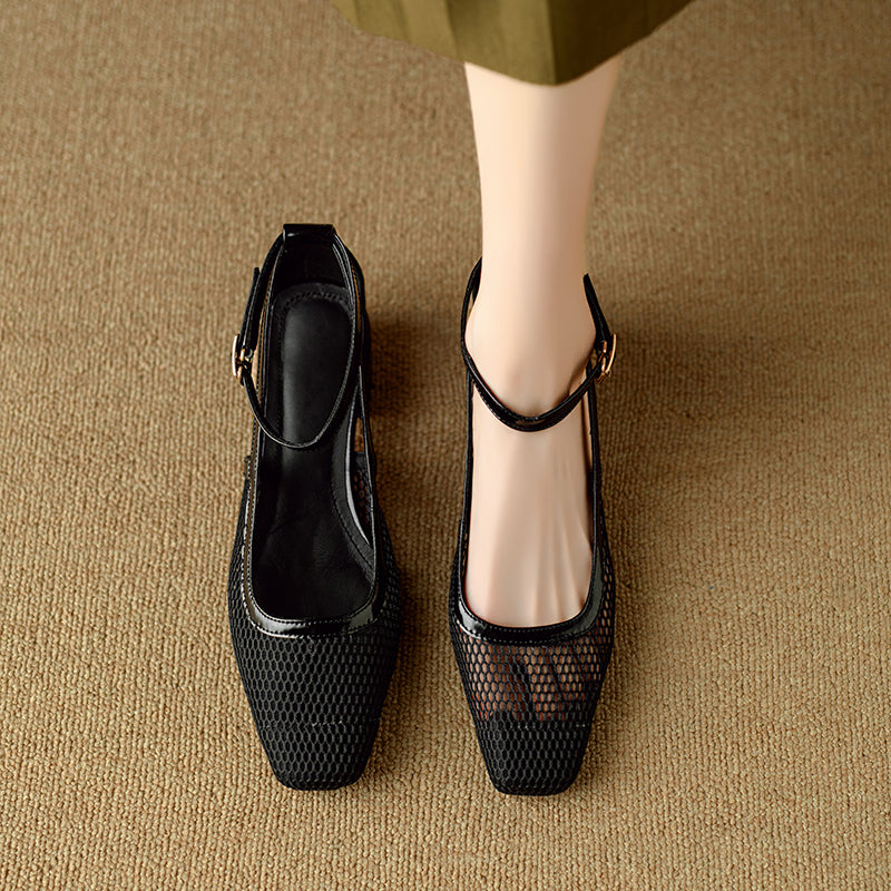 Aiertu  New Fashion Women High Heeled Sandals Genuine Leather Hollowing Party Shoes Woman Kitten Heels Prom Pumps Office Mesh Shoes Aiertu