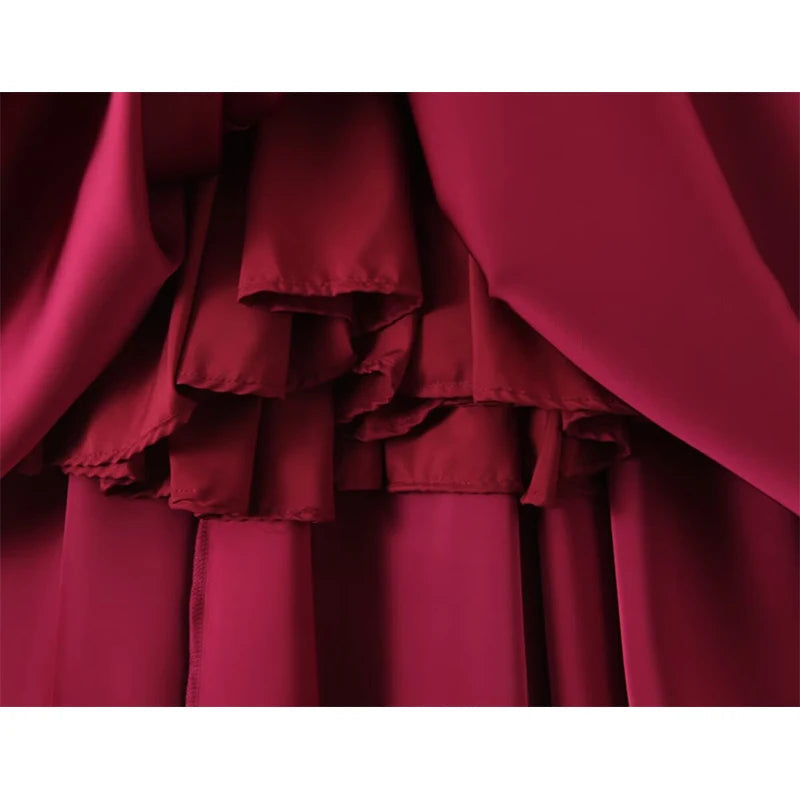 Aiertu  -  Sexy Elegant Women Wine Red Strapless Dress Fit And Flare Evening Party Dresses Christmas  Robe Aiertu