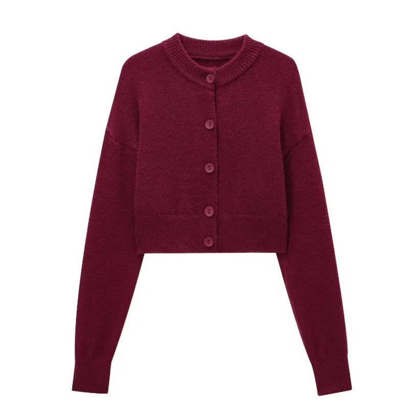 Aiertu  -  Casual Solid Knitted Women Cardigan Sweater O-neck Single Breasted Female Crop Jackets 2025 Spring New Fashion Lady Sweaters Aiertu
