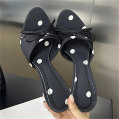 Aiertu  -   Summer Satin Polka Dot Butterfly-kont Thin Heels Women Slippers Fashion Open Toe Party Slides Shoes Aiertu