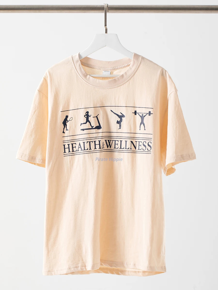 Aiertu  -   Sporty Letter Print T-shirt Women Round Neck Cotton Cozy Casual Short Sleeve Tees 2026 Summer New Classic Fashion T-shirts Aiertu