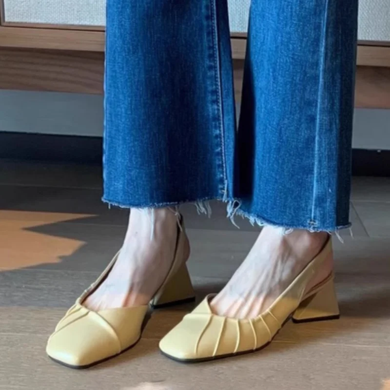 Aiertu  -  Summer Elegant Ladies Sandals Fashion Ladies Elastic Flat Heel Women Shallow Party Shoes Square Heel sandalias de mujer Aiertu