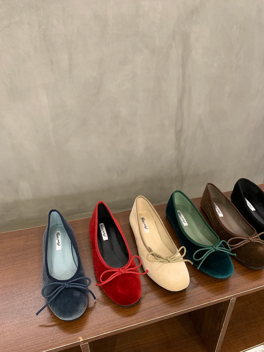Aiertu    -  Red New Women Flat Shoes Fashion Shallow Slip On Ladies Elegant Ballerinas Shoes Soft Flat Heel Outdoor Casual Mary Jane Aiertu