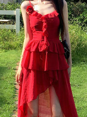 Aiertu Red Ruffle Midi Dress Outfit Ideas Aiertu