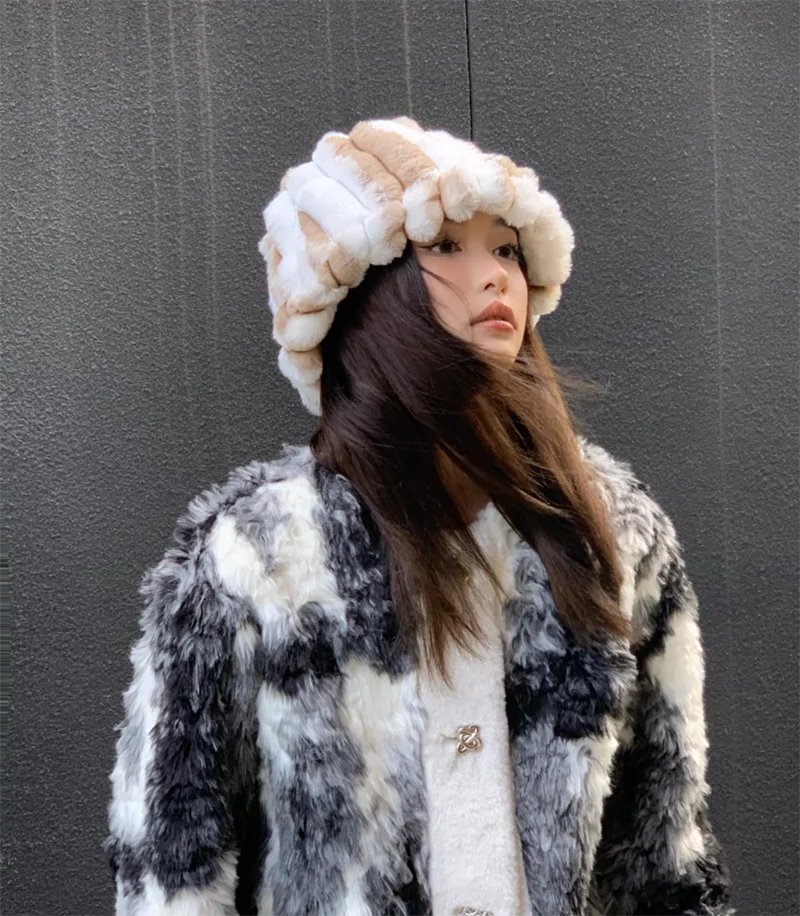 Aiertu  -  Autumn/Winter New Mixed Color Plush Lampholder Fisherman Hat Women's Korean Designer Wide Plush Bucket Hat Aiertu
