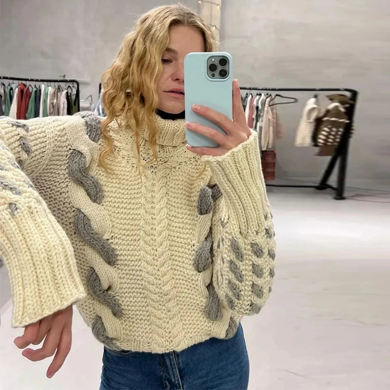 Aiertu  -  Women Sweet Knitted Sweaters Autumn Winter Round Neck Long Sleeve Knitwear Cozy and Stylish Solid Color Commuting Pullovers New Aiertu