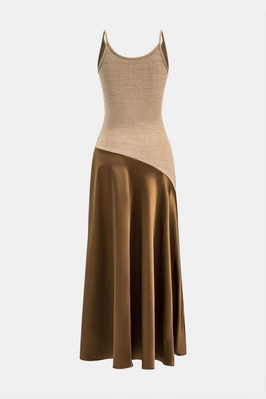 Aiertu  -  Satin Patchwork Slip Maxi Dress Aiertu