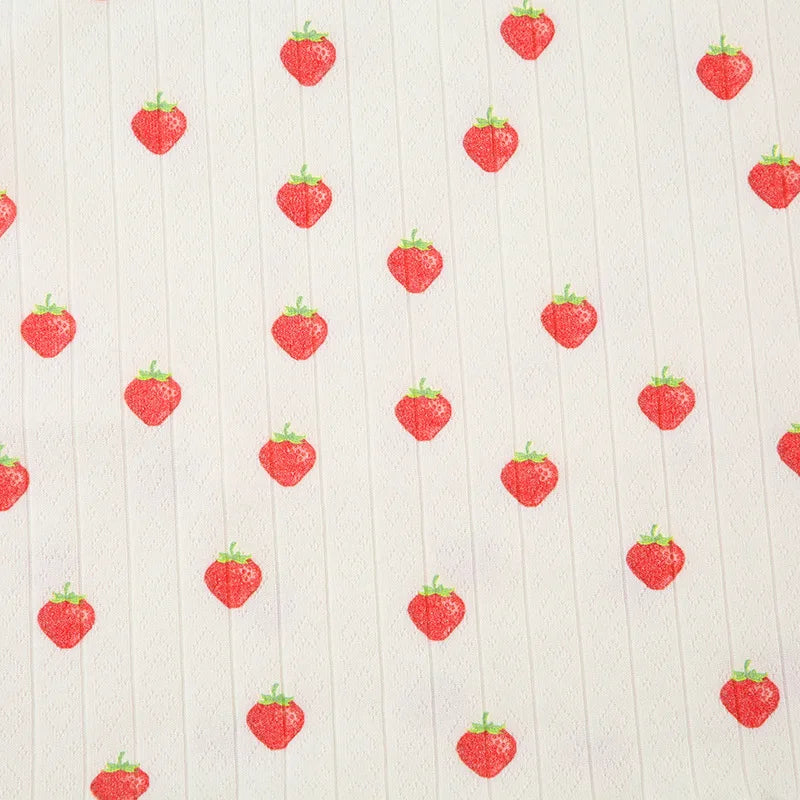 Aiertu  -  Strawberry Print Eyelet Two-piece Set Women Summer Sleeveless Slim Camis+Drawstring Pants Sets Home Cozy Sweet Casual Pajamas Aiertu