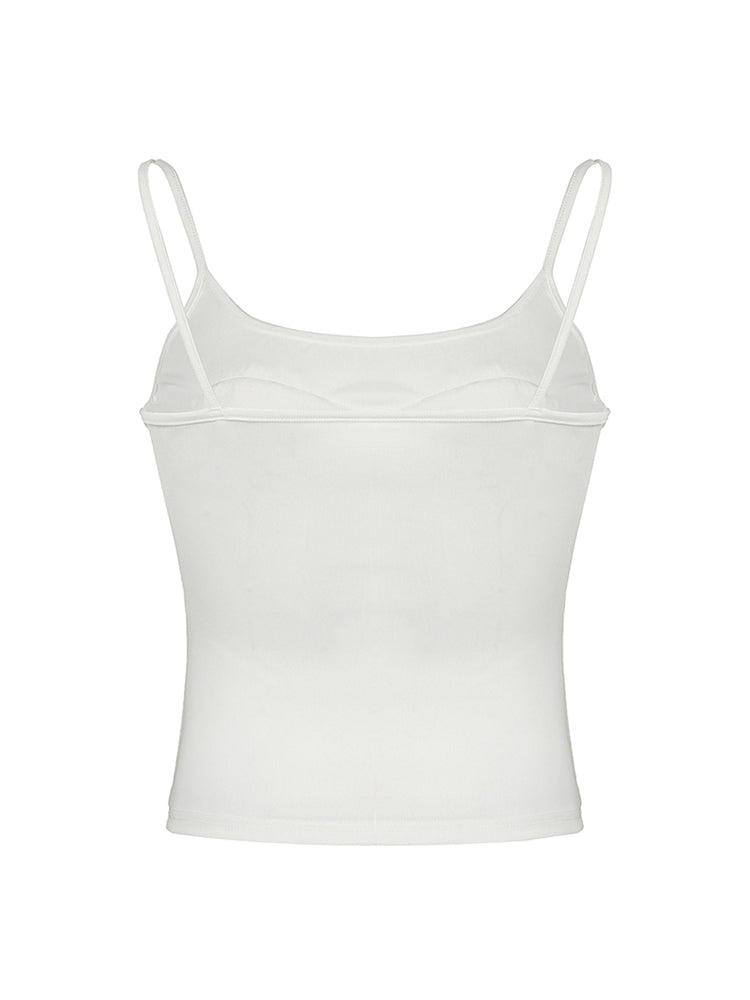 Aiertu - summer inspo Hot Lace Bow Patches White Basic Cute Y2K Camisole Sleeveless Slim Women Crop Top Simple Casual Tank Vest Aiertu