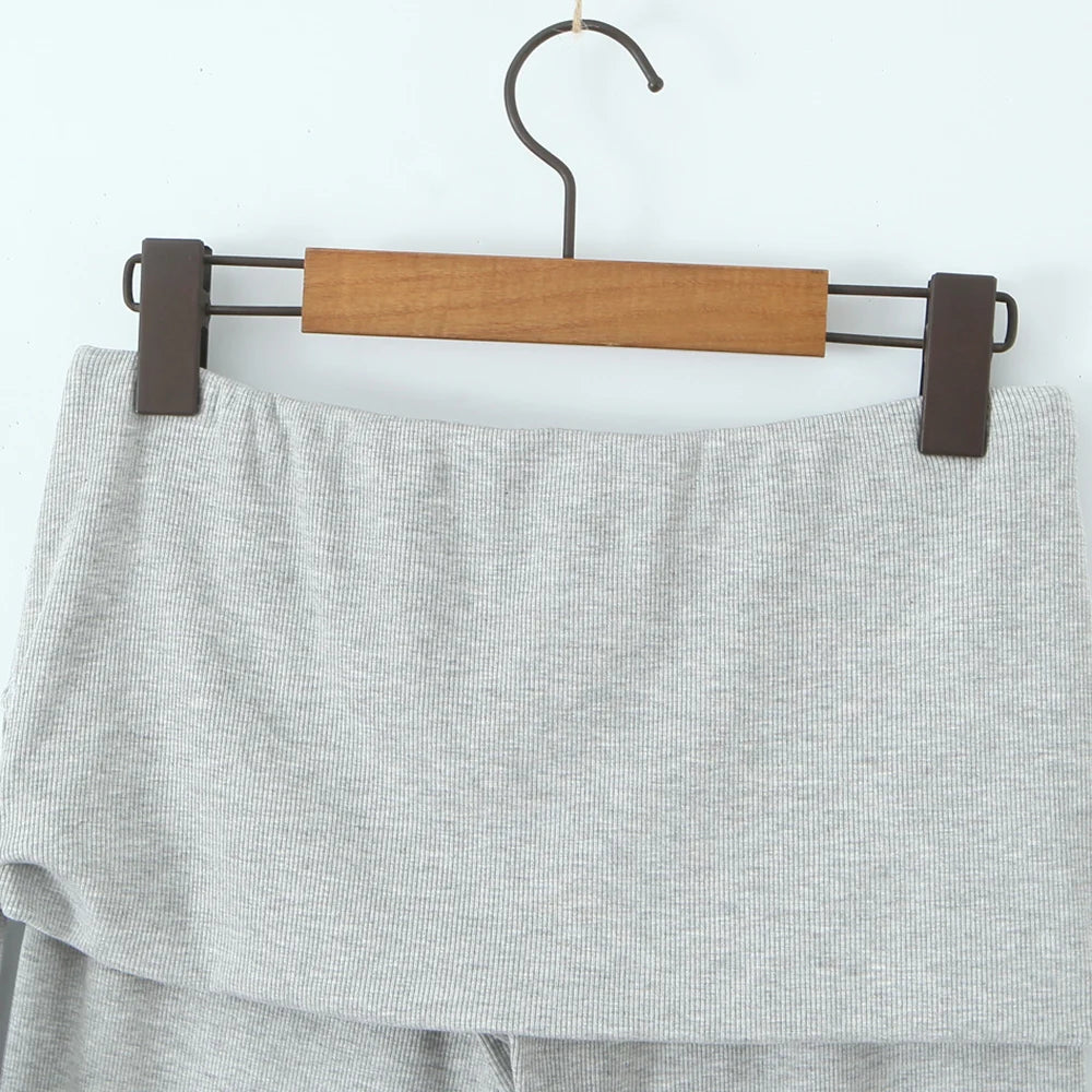 Aiertu  -  Solid Slimming Two Piece Set for Women Square Neck Sleeveless Top High Waist Pant Sets Female New Aiertu