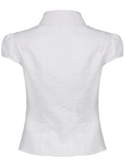 Aiertu - summer inspo Hot White Solid Single Breasted Turn Down Collar Casual Shirts Women Simple Puff Sleeve Japanese Y2K Preppy Summer Tops Aiertu