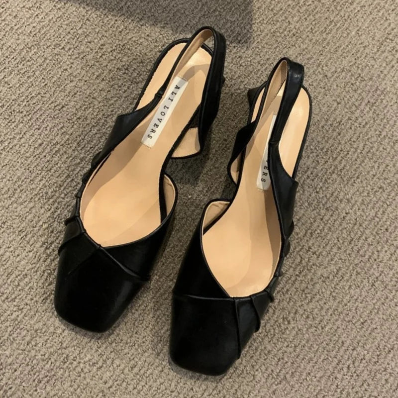 Aiertu  -  Summer Elegant Ladies Sandals Fashion Ladies Elastic Flat Heel Women Shallow Party Shoes Square Heel sandalias de mujer Aiertu