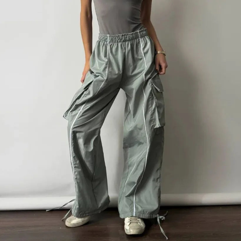 Aiertu  Y2k Aesthetic Streetwear Cargo Pants Women American Retro Harajuku Casual Solid Baggy Trousers Oversized Sweatpants Aiertu