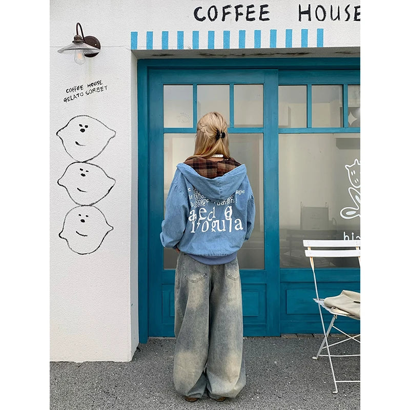 Aiertu  High Waist Womens Jeans Vintage Straight Baggy Print Pants Streetwear American Fashion Y2K Casual Wide Leg Denim Trouser Aiertu