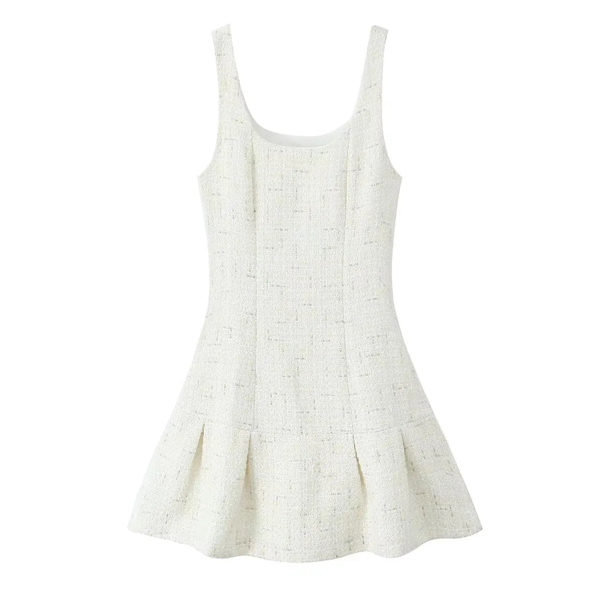 Aiertu  -  French Style Vintage Spring Tweed Tank Dress For Women Elegant Square Neck Sleeveless A-line Mini Dresses Party Robe Aiertu