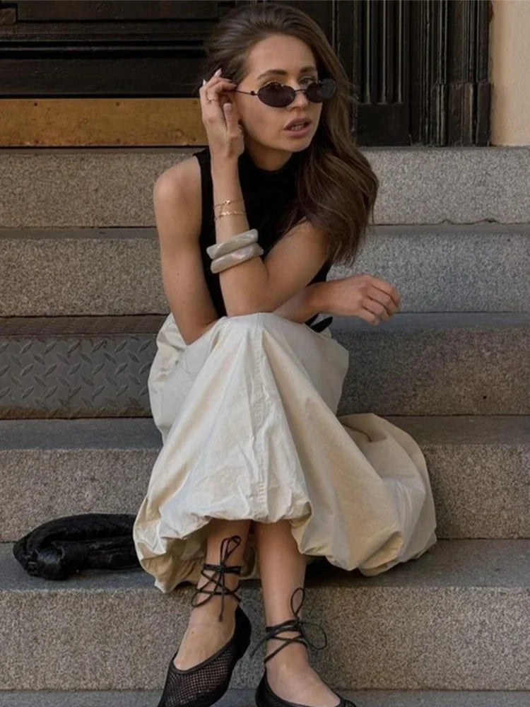 Aiertu  -  Vintage Casual Skirts For Women's Winter High Waist Casual Loose Long Skirt Female Party Solid Street Basic Skirts Aiertu