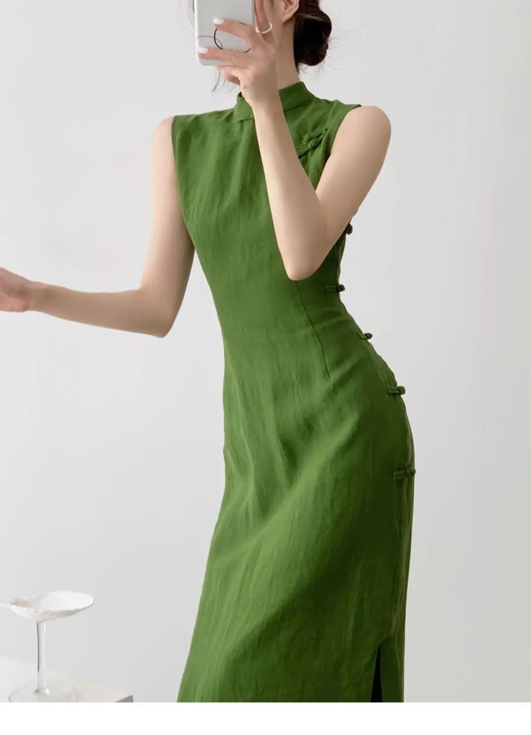 Aiertu  -   vintage natural literature art dress chinese style daily improved leisure qipao sexy sleeveless waist cinching slit qipao Aiertu