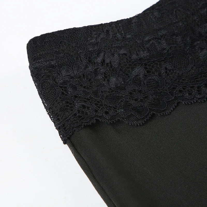 Aiertu  -  Women's 2025 Autumn Spring Fashion Streetwear Lady Casual Patchwork Lace Flare Pants Sexy Slim Mid-Waisted Wide Leg Pants Aiertu