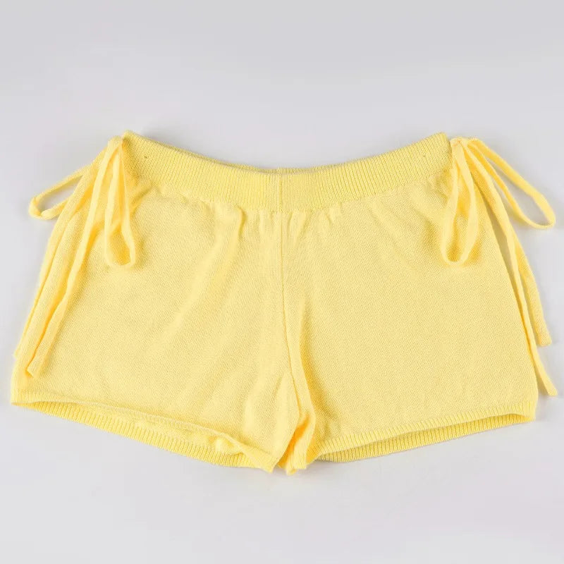 Aiertu  -  Knitted Graphic Tube Top and Shorts 2 Pieces Set Korean Streetwear Cute Outfits for Woman Summer Clothes P56-EZ24 Aiertu