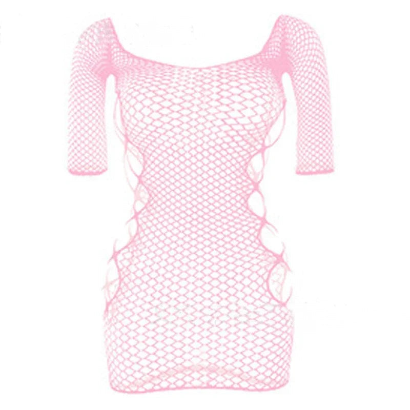 Aiertu Sexy Female Dress Sleepwear Long Sleeve Clothes Ladies Summer Fishnet Short Net Skirt Lingerie Women Aiertu