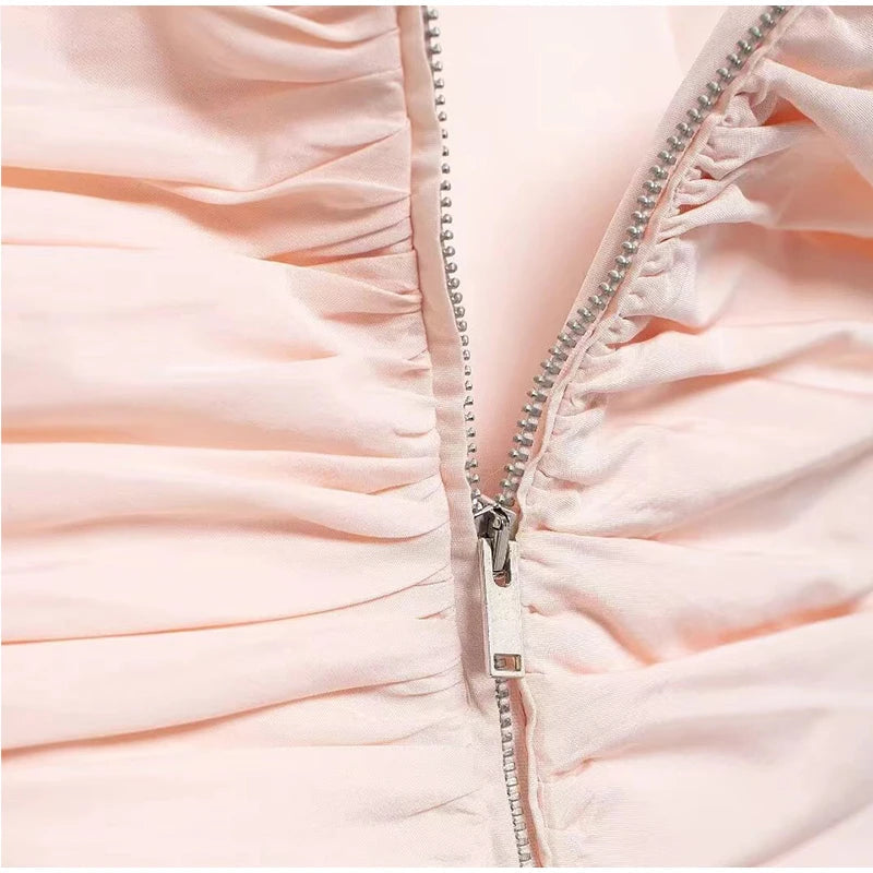 Aiertu  -  Sexy Bow Decoration Pleated Tube Top Women Sleeveless Strapless Zipper Female Cropped Vest  Summer Lady Fashion Streetwear Aiertu