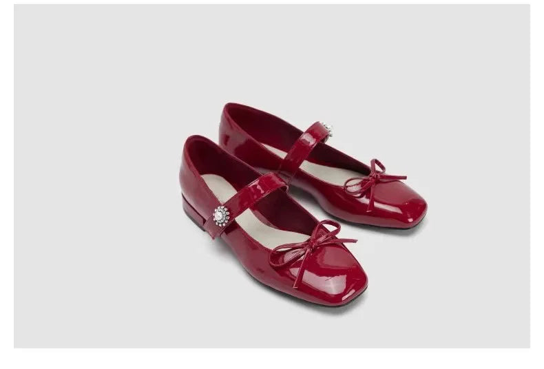 Aiertu  -  New Ladies Shoes on Sale Mary Janes Women's High Heels Round Toe Bow Tie Dress Pumps Women Buckle Strap Crystal Med Heel Shoes Aiertu