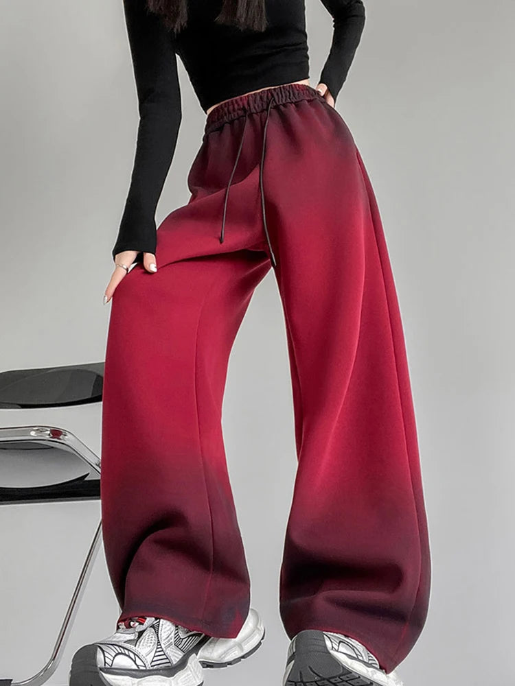 Aiertu  -  Vintage Tie Dye Y2K Sweatpants Women Streetwear High Waist Loose Pants Fall Casual American Retro Bf Hip Hop Trousers New Aiertu