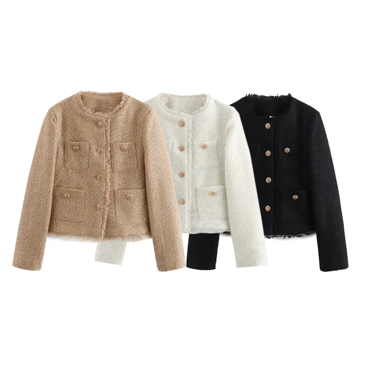 Aiertu  -  French high-end gold single-breasted small fragrant style jacket for women, spring and autumn fashion, versatile bright silk tex Aiertu