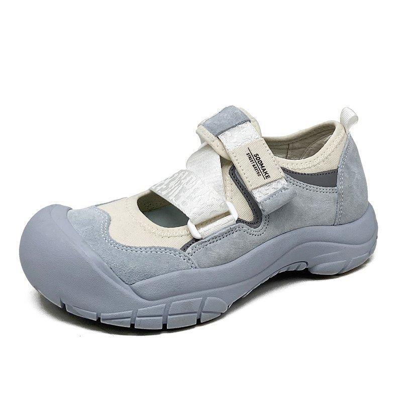 Aiertu  Unique Cross Strap Flat Feet Shoes Beige Faux Leather Aiertu