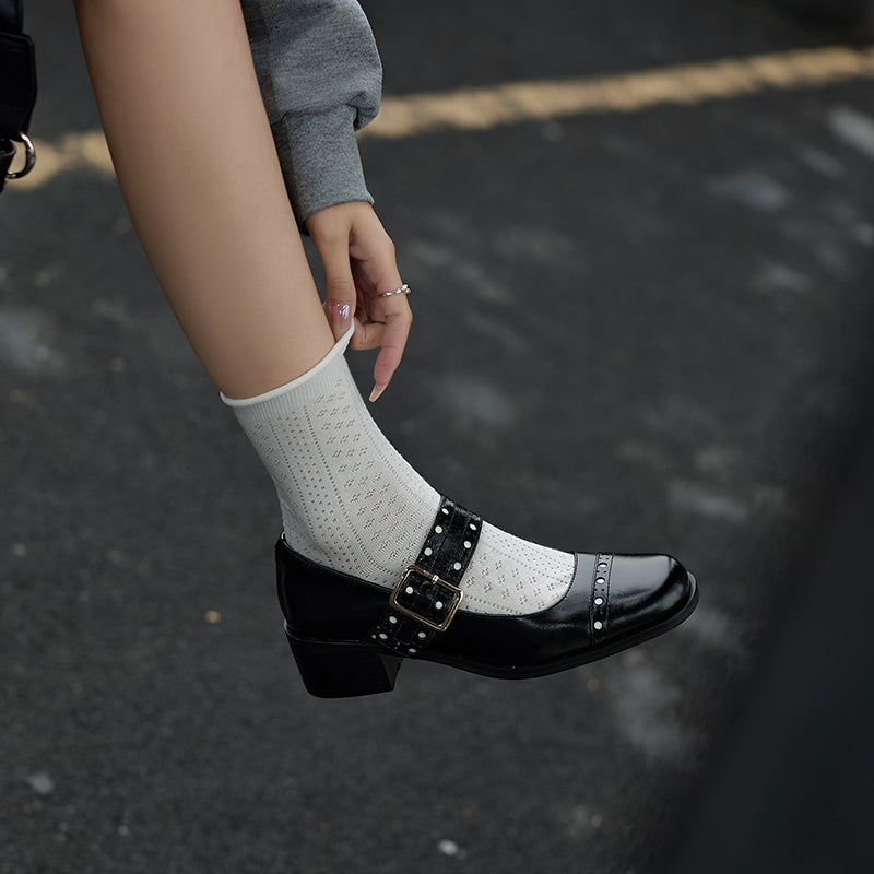 Aiertu  -  NEW Spring/Autumn Women Pumps Genuine Leather Shoes for Women Pointed Toe High Heel Shoes Metal Buckle Mary Janes Handmade Shoes Aiertu