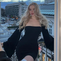 Aiertu  -  Fashion Sexy Strapless Mini Dress with Shawl 2 Piece Set Elegant Outfits Club Party Black Dresses Vestido Clothes Aiertu