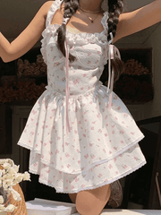 Aiertu  -Wood Ear Floral Sling Mini Dresses aiertu