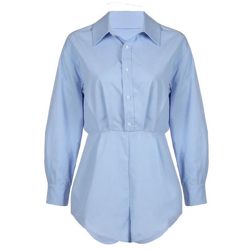 Aiertu  -  Casual Women Rompers Concise Shirts Style Buttons Long Sleeve Playsuits Autumn Streetwear Slim Fit Overalls All-matched Aiertu