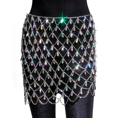 Aiertu  -  Europe America Fashion Sexy Net-like Skirts for Women Colorful Pendant Metal Chain Apron Spicy Girl Y2k Clothing Accessories Aiertu