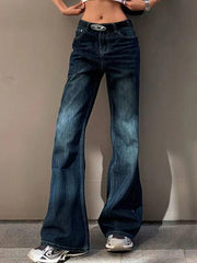 Aiertu  Vintage Washed Distressed Flare Jeans Aiertu