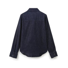 Aiertu  -  Autumn Women Neck Self Tie Long Sleeve Denim Shirt Long Sleeve High Street Blouse blusas mujer Aiertu