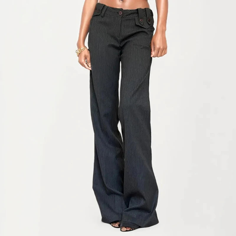 Aiertu  -  Y2K Women Striped Suit Pants Fashion Spring Casual High Street Vintage Slim Flare Trousers Office Lady Basic Outfits Aiertu