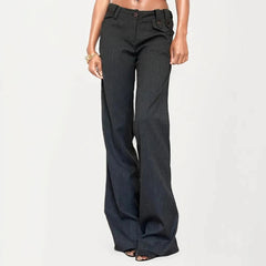 Aiertu  -  Y2K Women Striped Suit Pants Fashion Spring Casual High Street Vintage Slim Flare Trousers Office Lady Basic Outfits Aiertu