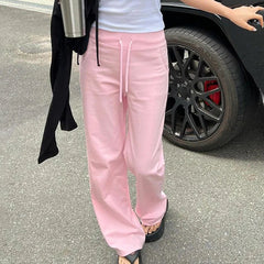 Aiertu  -  All-match Casual Pants Women Streetwear Drawstring Knitted Pants Autumn Basic Trousers Concise Slacks Sporty Sweatpants Aiertu